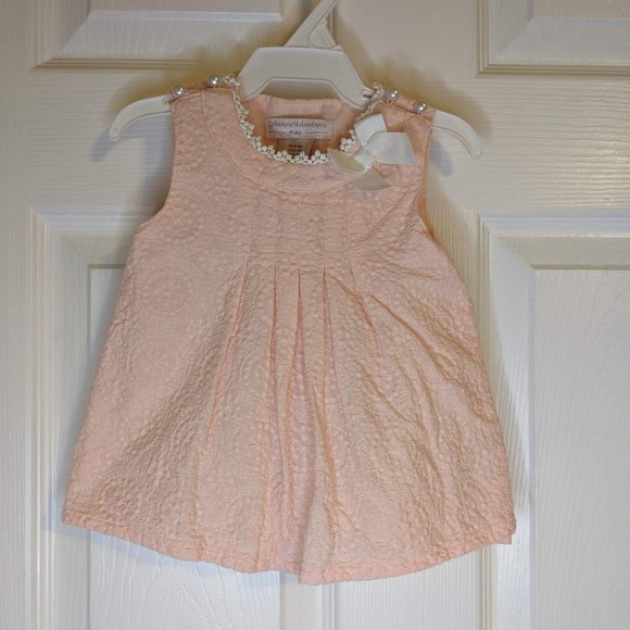 Catherine Malandrino Other - Catherine Malandrino Pink Lace Pearl Cotton Pleated Dress - 6-9 mos. NWOT